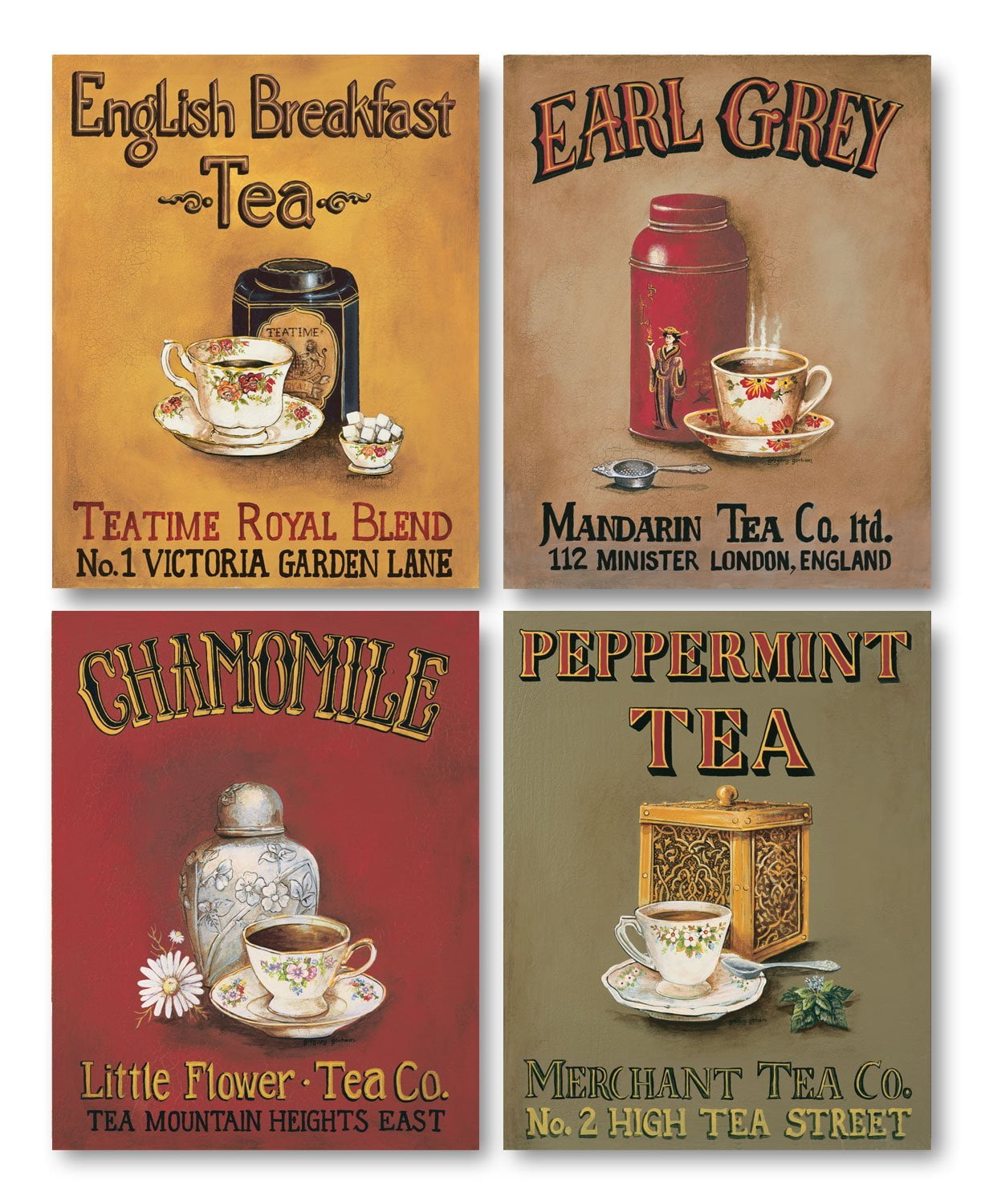 Tea Time! Vintage Tea Signs; Earl Grey, English Breakfast
