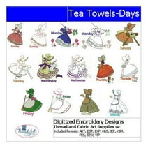 Tea Towels Days(1) Embroidery Designs - All Popular Formats Included - Loaded on USB Stick