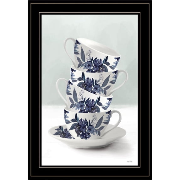 Tea Tower (Blue) by House Fenway Framed Print Wall Art Wood Multi-Color