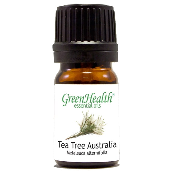Tea Tree Australia Essential Oil - 1/6 fl oz (5 ml) Glass Bottle w/ Euro Dropper - 100% Pure Essential Oil by GreenHealth