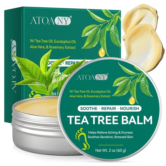 Tea Tree Balm With Tea Tree Oil, Eucalyptus Oil, Aloe Vera, Green Tea Extract & Rosemary Extract, Extra Strength Moisturizing, 2 oz