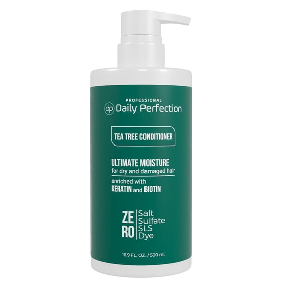 Tea Tree Conditioner with Biotin and Keratin, Moisturizing and Hydrating for Dry Scalp and Hair, Salt-Free, Sulfate-Free, Paraben-Free by Daily Perfection Professional Series