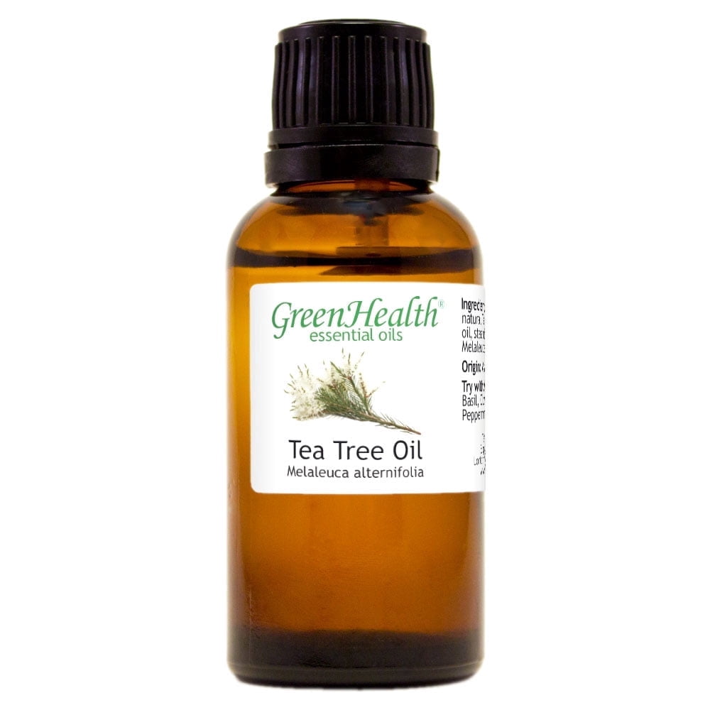 Aceite esencial de árbol de té - 1 fl oz (30 ml) frasco de vidrio con gotero euro - Aceite esencial 100% puro de GreenHealth