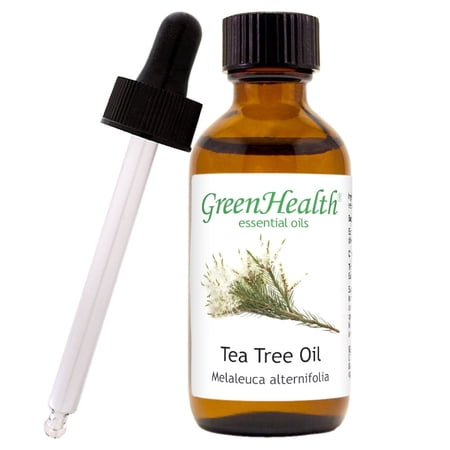 Tea Tree Essential Oil - 2 fl oz (59 ml) Glass Bottle w/ Cap and Glass Dropper - 100% Pure Essential Oil by GreenHealth