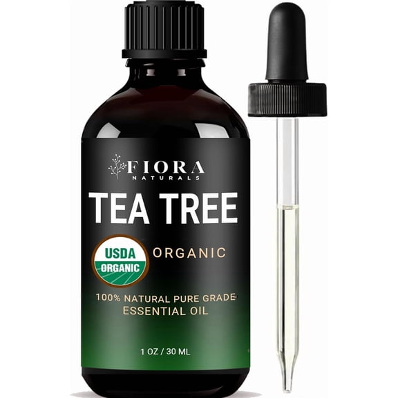 Tea Tree Essential Oil by Fiora Naturals- 100% Pure Organic for Face, Hair, Foot, Acne & Scalp