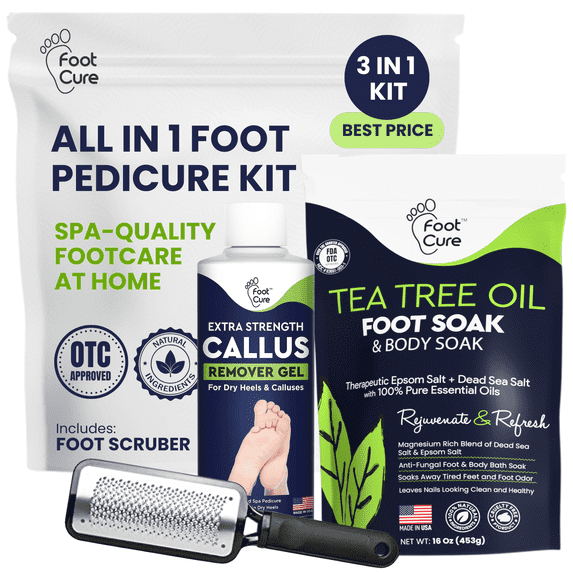Tea Tree Foot Soak, Callus Remover Gel - Extra Strength Callus Remover Gel & Foot Soak With Epsom Salts For Calluses, Dry Cracked Heels, Toenail Fungus & Odor - Pedicure for Tired Feet