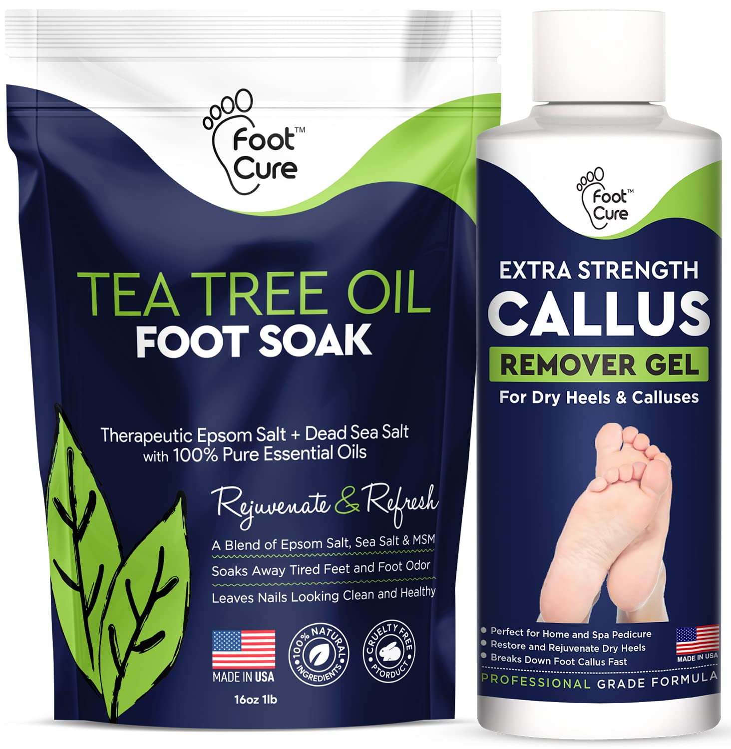 Tea Tree Foot Soak & Callus Remover Gel Kit Extra Strength Callus