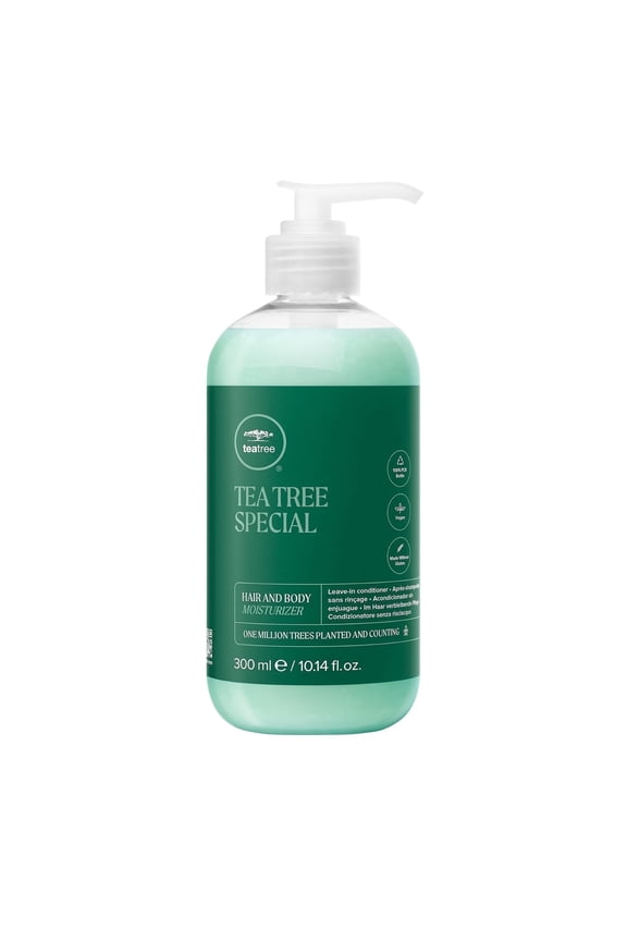Tea Tree Hair and Body Moisturizer Leave-In Conditioner, Body Lotion, After-Shave Cream, For All Hair + Skin Types, 10.14 Fl Oz.