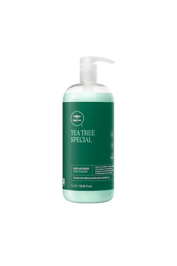 Tea Tree Hair and Body Moisturizer Leave-In Conditioner, Body Lotion, After-Shave Cream, For All Hair + Skin Types, 33.8 oz.
