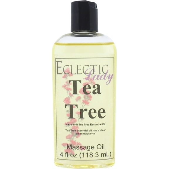 Tea Tree Massage Oil by Eclectic Lady, 4 oz, Sweet Almond Oil and Jojoba Oil