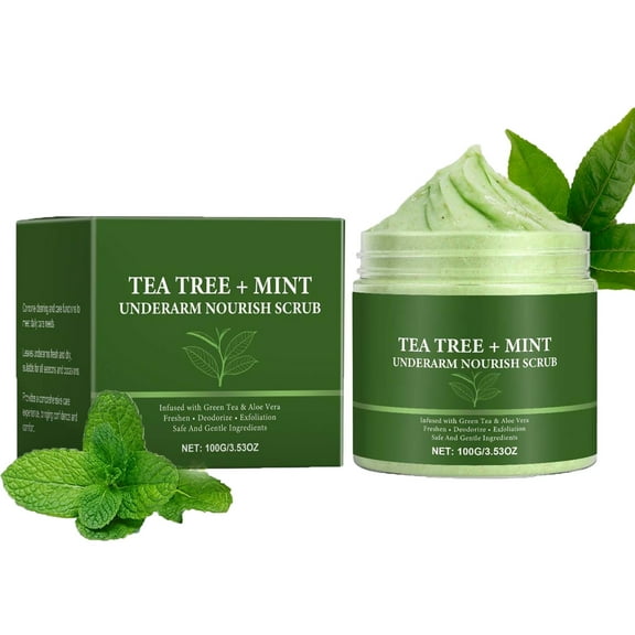 Tea Tree+Mint Underarm Nourish Scrub,Armpit Detox,Underarm Detox,Underarm Detox Scrub,Armpit Detox For Women,Armpit Detox Scrub with Tea Tree,Mint and Walnut Shell(100g/3.53oz)from Biweutydys