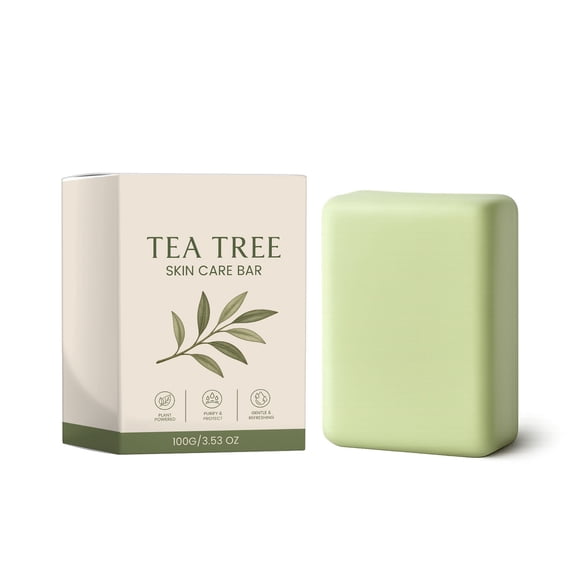 Tea Tree Oil Deep Cleaning Soap Bar For Face And Body Daily Skin Care 100G Plastic