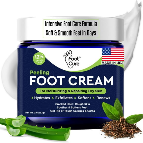 Foot Cure Tea Tree Oil Foot Cream - Moisturizing Athletes Foot Treatment, Antifungal Cream for Dry Cracked Heel & Callus Removal, Relieves Itching Burning & Scaling, Jock itch - 2 oz