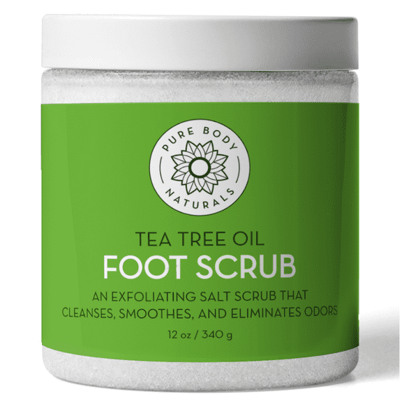 Tea Tree Oil Foot Scrub, 12 Ounces - Cleanses and Exfoliates Your Feet - by Pure Body Naturals