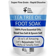 Tea Tree Oil Foot Soak with Epsom Salt: for Athlete’s Foot, Itchy feet, Pain Relief, Pedicure Foot Spa, Foot Detox Therapy, Calluses, Foot Fungus Antifungal, Foot Health Care 16 oz The Foot Medic
