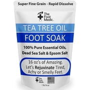 Tea Tree Oil Foot Soak with Epsom Salts for Soaking for Smelly, Itchy feet, Pedicure Foot Spa, Calluses, Bath Foot Care 16 oz The Foot Medic