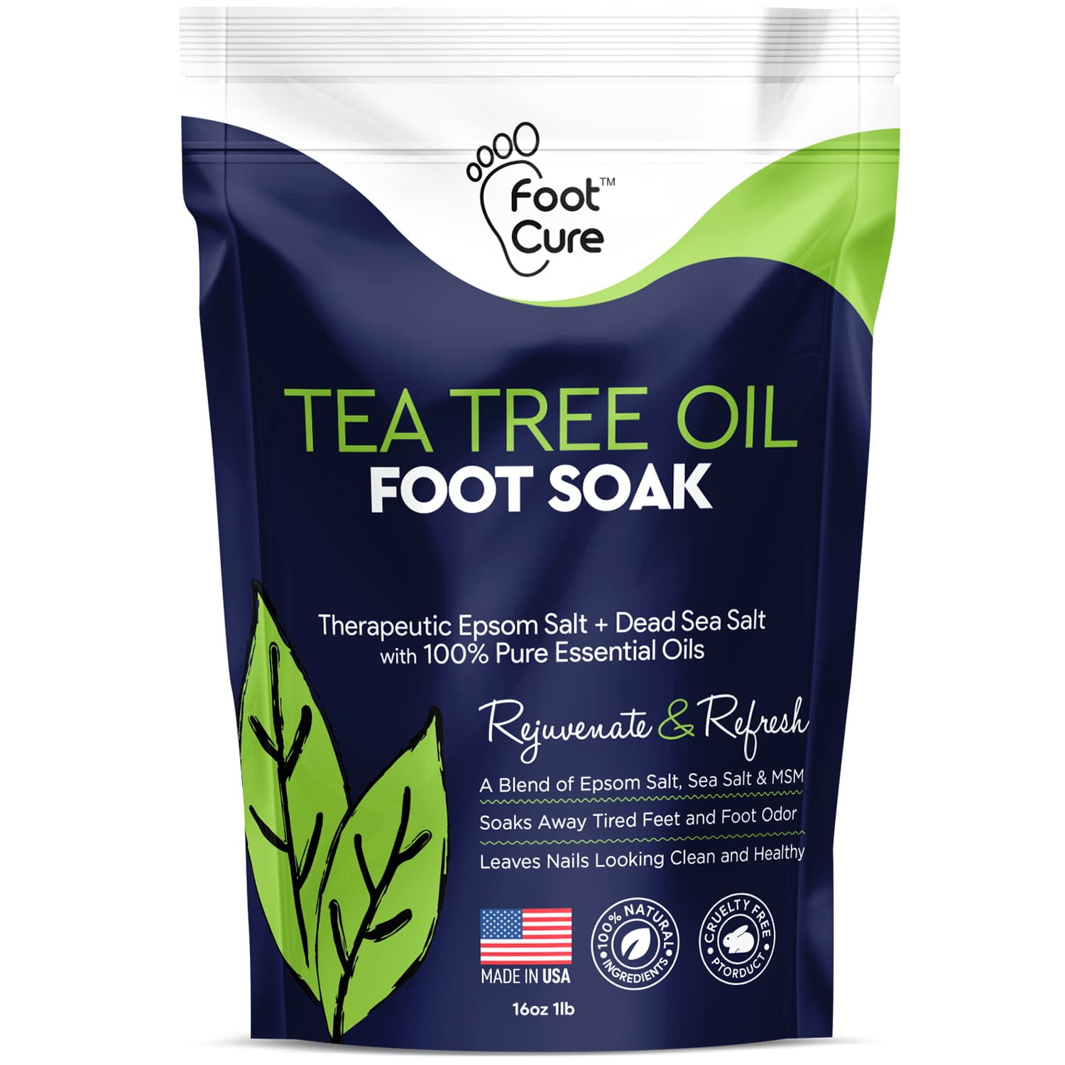 Tea Tree Oil Foot Soak with Epsom Salt For Toenail Repair, Athletes Foot, Softens Calluses