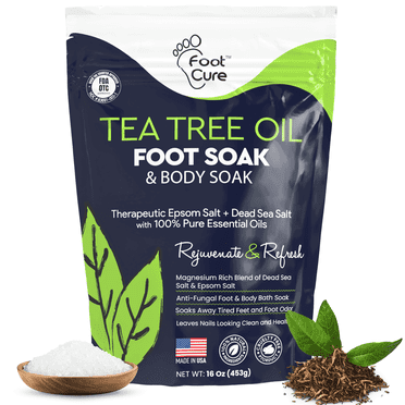 Foot Cure Tea Tree Oil Foot Soak with Epsom Salt for Toenail Repair, Athlete's Foot, Callus Softening, Foot odor Scent 16oz