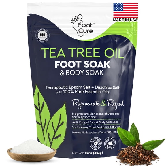 FootCure Tea Tree Oil Foot Soak with Epsom Salt for Toenail Care, Athlete's Foot, Callus Softening, 14 oz,  1 Pack