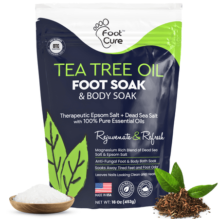 FootCure Tea Tree Oil Foot Soak with Epsom Salt for Toenail Care, Athlete's Foot, Callus Softening, 14 oz, 1 Pack