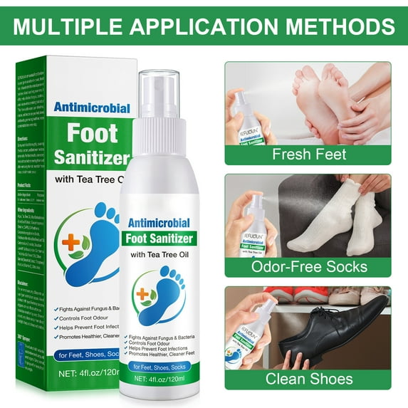 Tea Tree Oil Foot Spray for Stinky Feet, Athlete's Foot Prevention, Deodorizing & Disinfectant Foot Spray for Fresh, Dry & Comfortable Feet All Day (120ml)