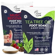 Foot Cure Tea Tree Oil & Muscle Recovery Foot Soak with Epsom Salt - All-Natural Salts for Post-Workout Recovery - Softens Calluses, Soothes Sore & Tired Feet - 2Pack
