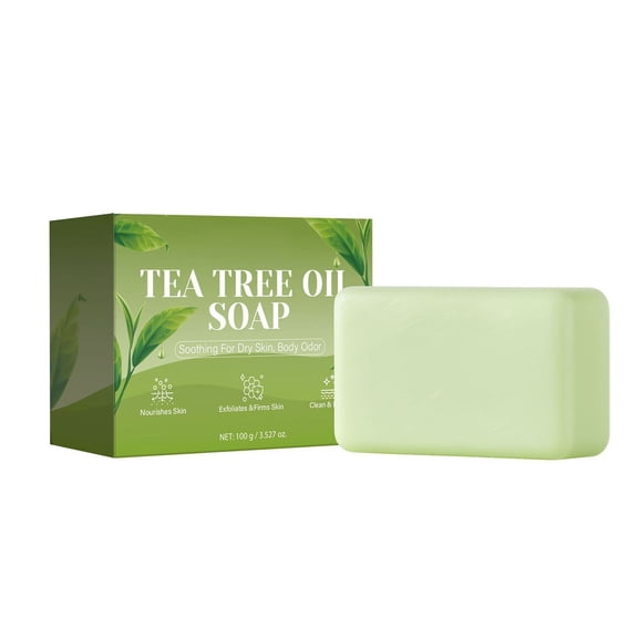 Tea Tree Oil Natural Soap Bar No Logo For Face & Body 100G Plastic Container