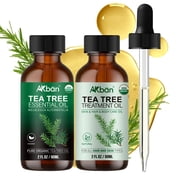 Tea Tree Oil & Tea Tree Hair Treatment Oil - 100% Pure Natural Essential Oil for Hair Skin Nails, Aromatherapy Diffuser & DIY Soap Making - 2 Fl Oz 2 Pack