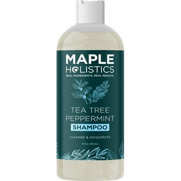 Tea Tree Shampoo - Maple Holistics Clarifying Shampoo for Build Up and Flakes with Peppermint Oil and Tea Tree Essential Oil for Dry Scalp- Deep Cleansing Tea Tree Mint Shampoo for Oily Hair 8 fl oz