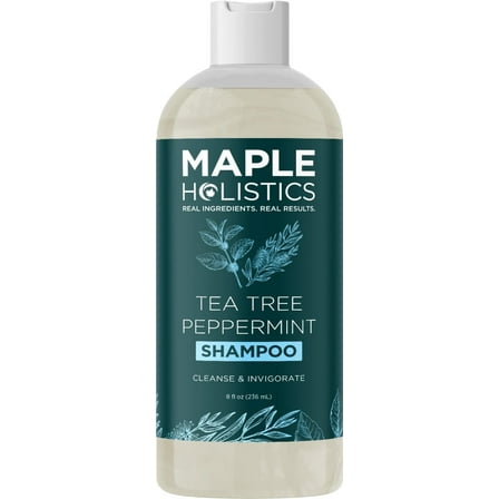 Tea Tree Shampoo - Maple Holistics Clarifying Shampoo for Build Up and Flakes with Peppermint Oil and Tea Tree Essential Oil for Dry Scalp- Deep Cleansing Tea Tree Mint Shampoo for Oily Hair 8 fl oz