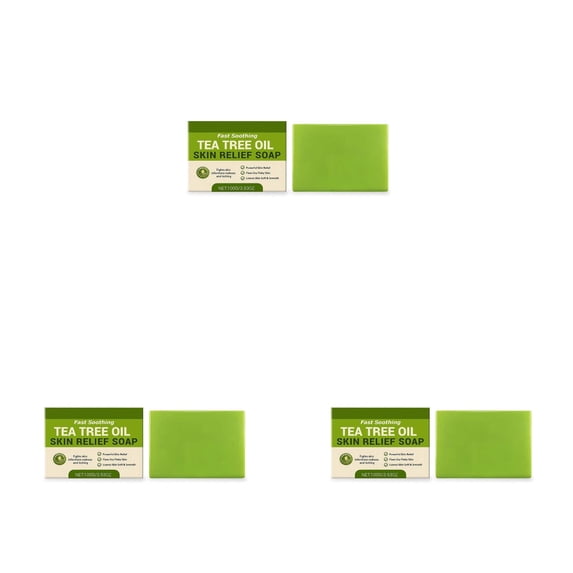 Tea Tree Soap - 3PCS Natural Herbal Soap Bar with Tea Tree Oil, Coconut Oil & Witch Hazel, Deep Pore Cleansing, Gentle Exfoliating Foot & Body Soap for Men & Women, Vegan Daily Use Makeup Organizers