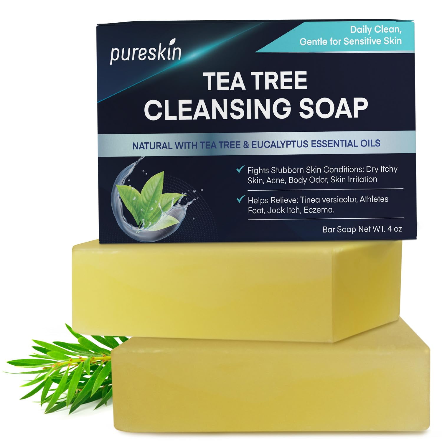 Tea Tree Soap Antifungal 2 Packs Psoriasis, Seborrheic Dermatitis
