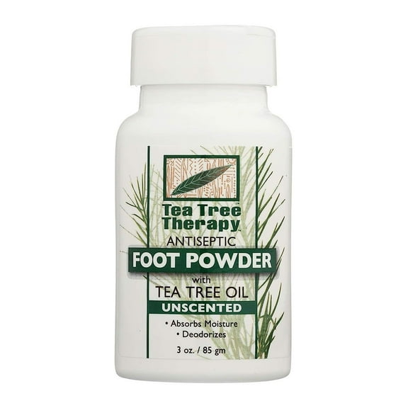 Tea Tree Therapy Antiseptic Foot Powder with Tea Tree Oil, Unscented, 3 Oz..