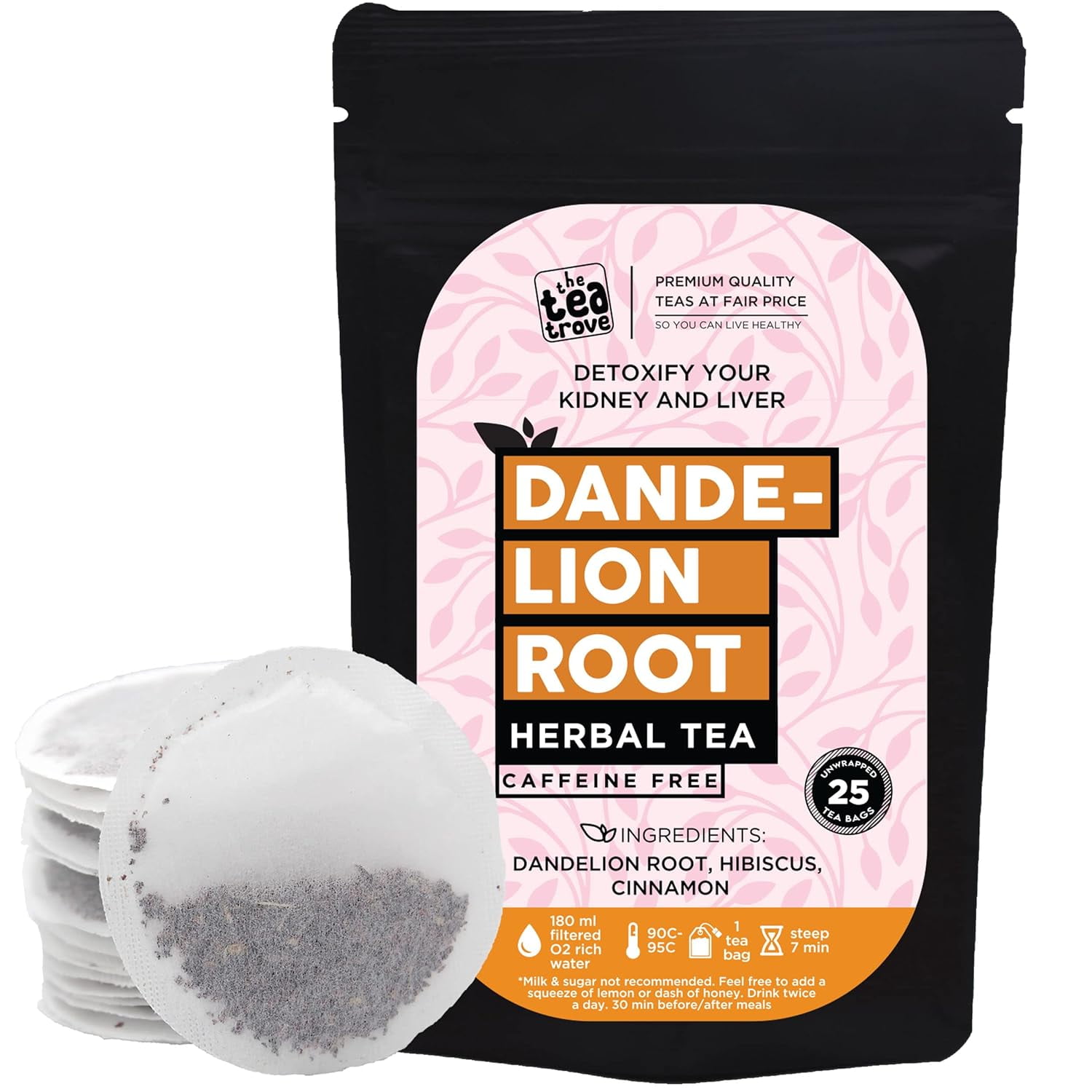 The Tea Trove Organic Dandelion Root Herbal Tea Bags In Resealable ...