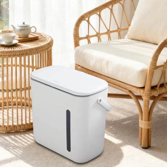 Tea Water Bucket Dry and Wet Separation Trash Can with Visible Water Level Window, Thickened Tea Waste Drain Bucket for Tea Room Countertop Home Use, White