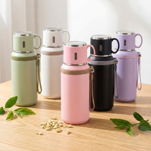 Tea Water Separation Insulated Bottle, 316 Stainless Steel Vacuum Flask with Tea Infuser, 2-in-1 Lid Cup for Travel & Office