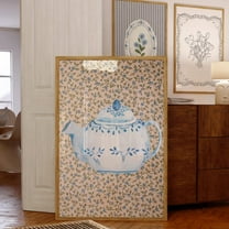 Tea With Grandma Trendy Decor, Abstract Vintage Painting, Cottagecore Decor, Blue Toile Wall Art, Modern Wall Decor For Living Room, 8x12 UNFRAMED