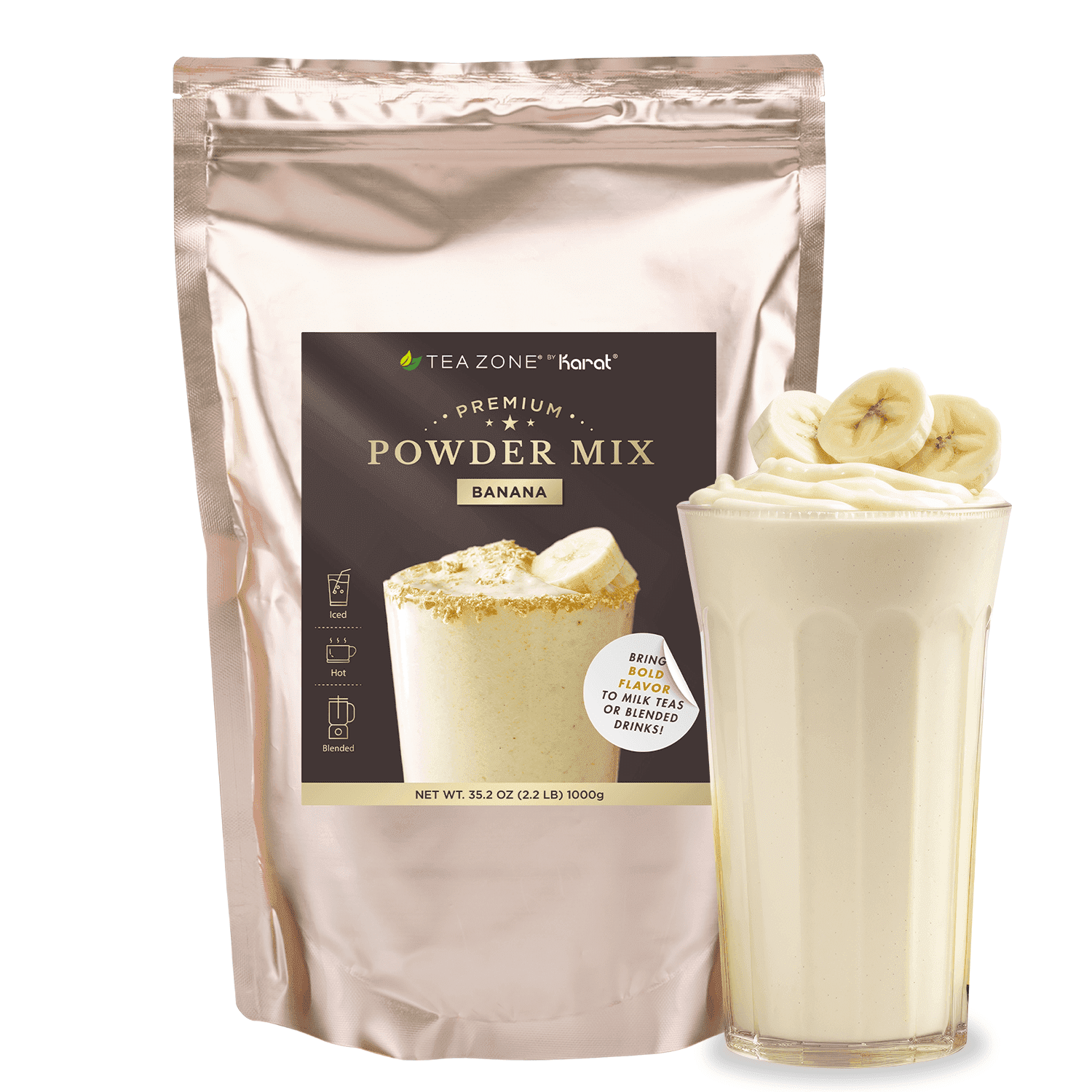Tea Zone BANANA Powder Mix for Boba Bubble Tea, Slush, Smoothies 2.2 lbs