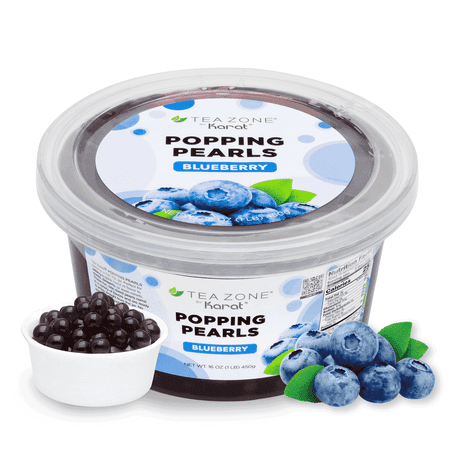 Tea Zone Blueberry Popping Pearls for Beverage, Sweet snacks, Boba Milk Tea, Ready to Serve (1 lbs)