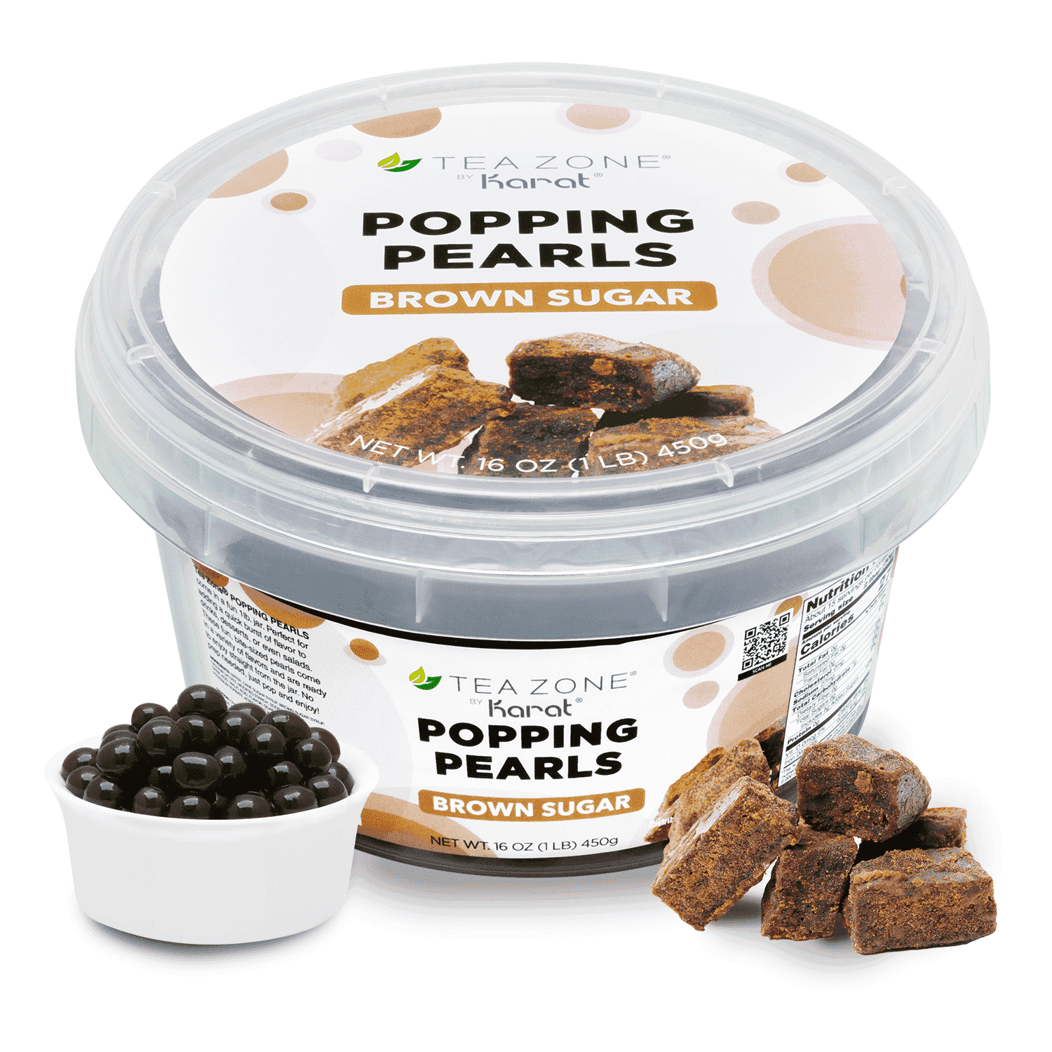 Tea Zone Brown Sugar Popping Pearls for Beverage, Sweet snacks, Boba Milk Tea, Ready to Serve (1 lbs)