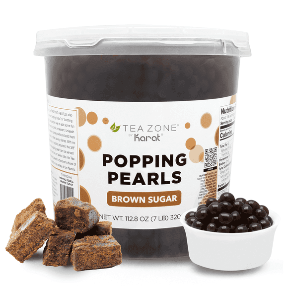 Tea Zone Brown Sugar Popping Pearls for Beverage, Sweet snacks, Boba Milk Tea, Ready to Serve (7 lbs)