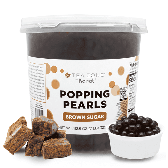 Tea Zone Brown Sugar POPPING PEARLS , for Beverage, Sweet snacks, Boba Milk Tea, Ready to Serve (7 lbs)