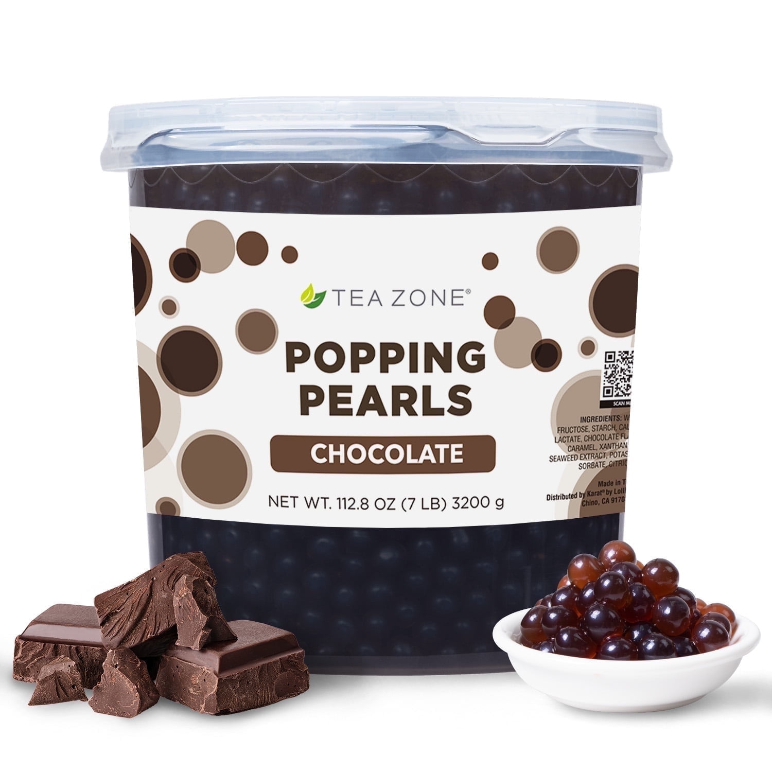Tea Zone Chocolate Popping Pearls for Beverage, Sweet snacks, Boba Milk Tea, Ready to Serve (7 lbs)