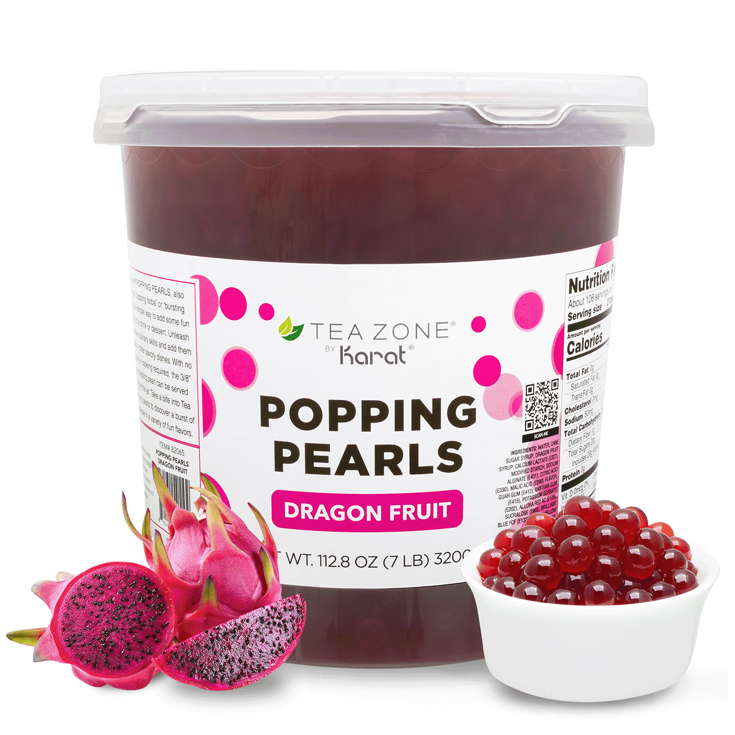 Tea Zone Dragon Fruit Popping Pearls for Beverage, Sweet