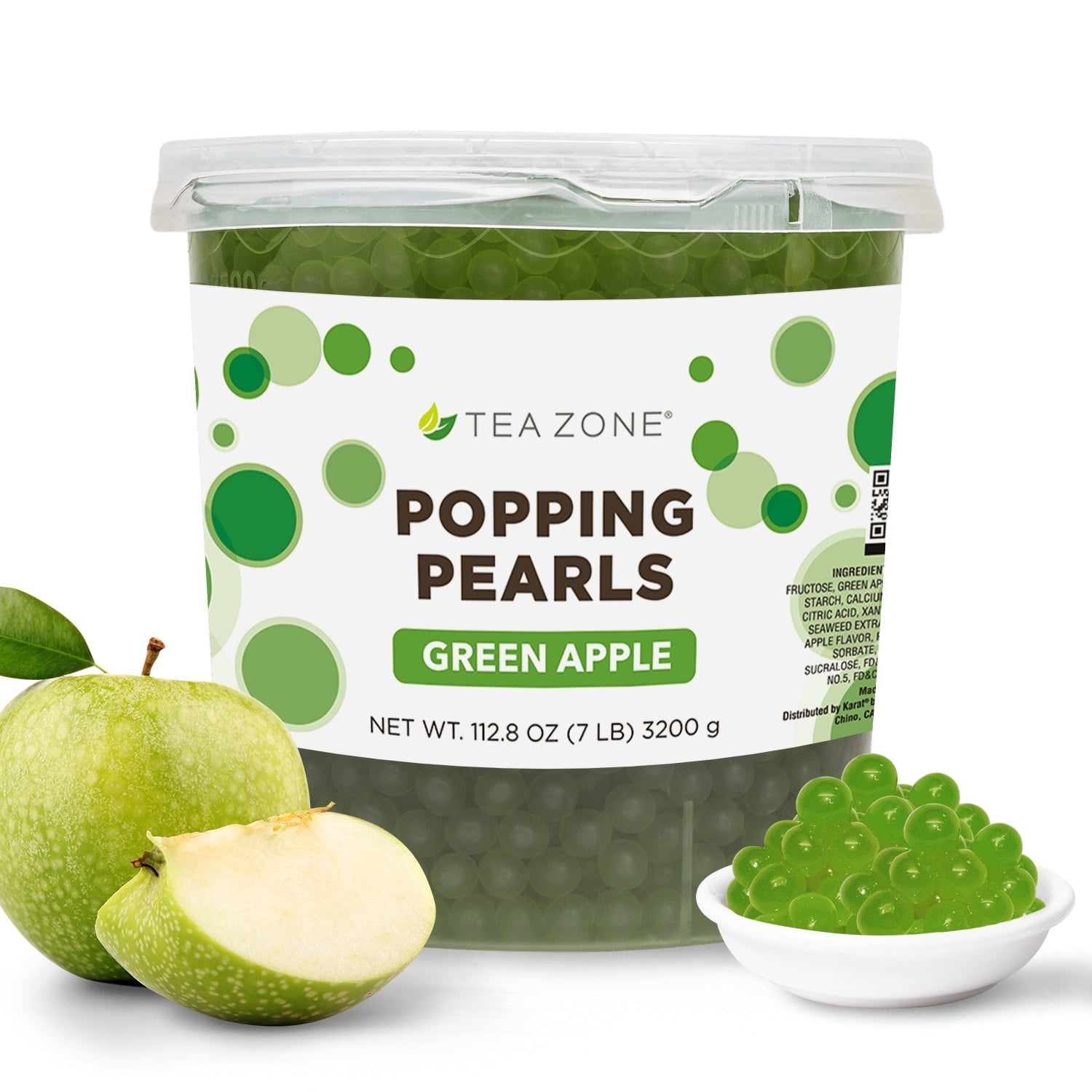 Tea Zone Green Apple Pearls for Beverage, Sweet snacks, Boba Milk Tea, Ready to Serve (7 lbs)