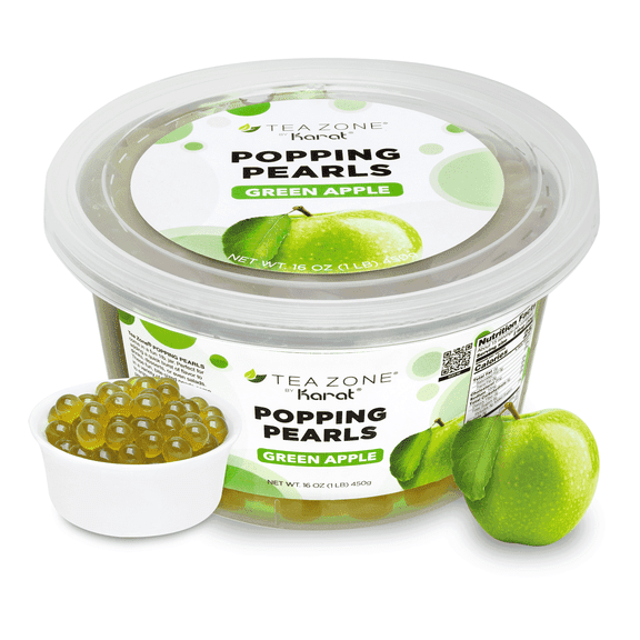 Tea Zone Green Apple Popping Pearls for Beverage, Sweet snacks, Boba Milk Tea, Ready to Serve (1 lbs)