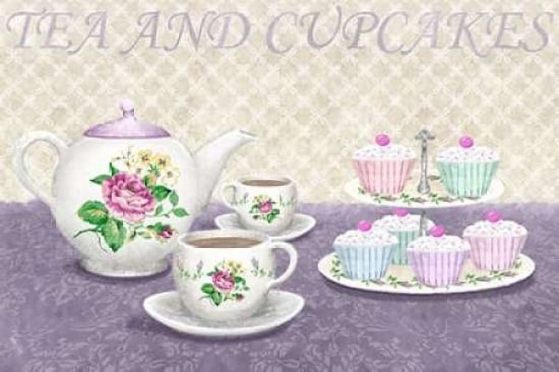 Tea and cupcakes Canvas Art - Wood Linda (24 x 36)