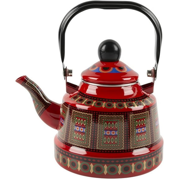 Tea kettle, Modern Classic Enamel Tea Pot, Enamel Teapot for Stovetop(Red)