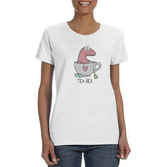 Tea-rex In Mug T-Shirt Women -Smartprints Designs, Female x-Large