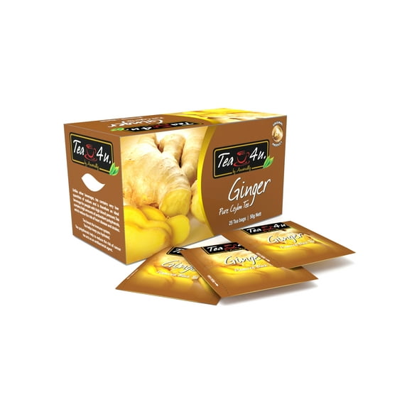 Tea4U Ginger Black Tea, Ceylon Tea, Box of 25 Teabags